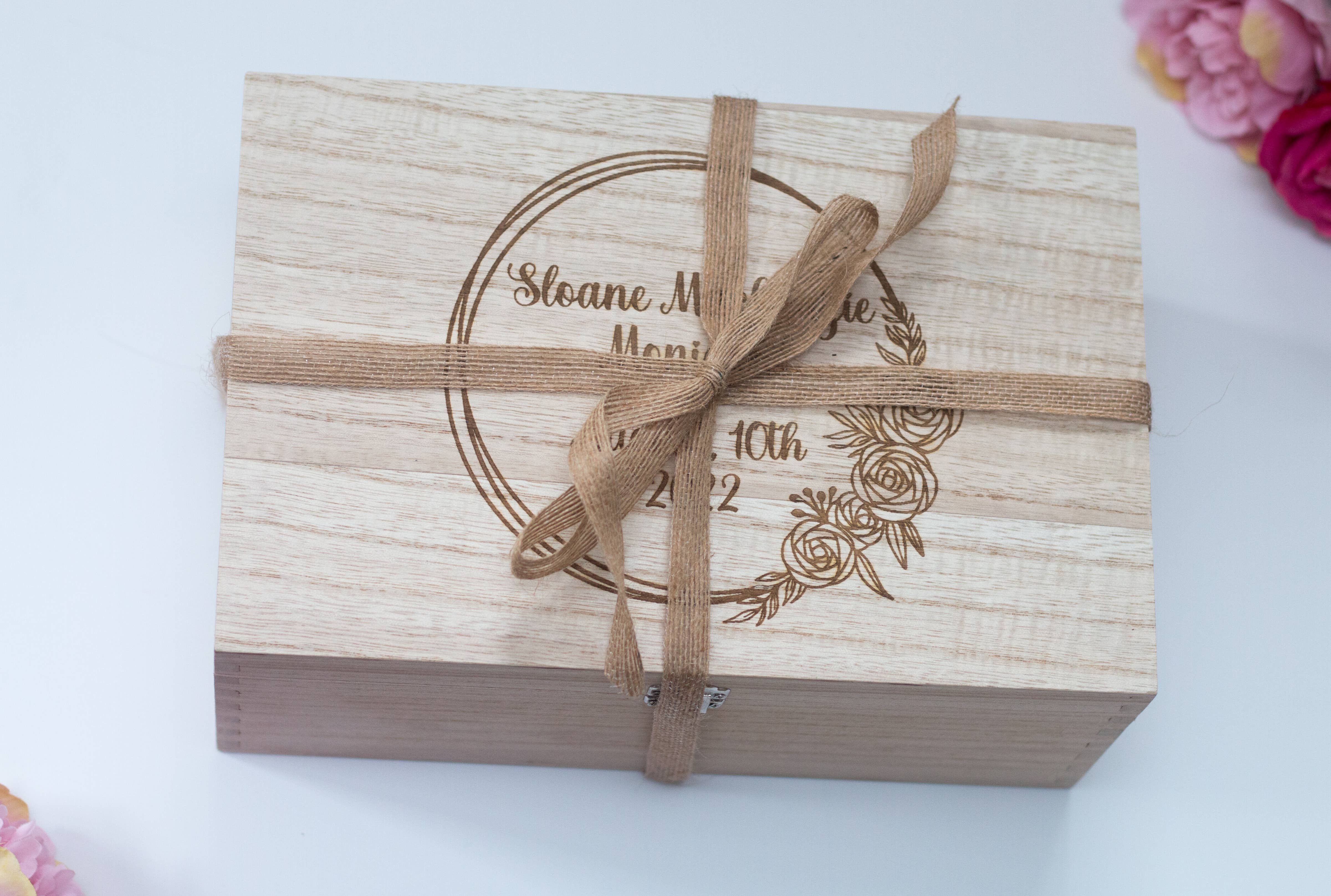 Beautiful Wooden Lasered Baby Memory Box craft product